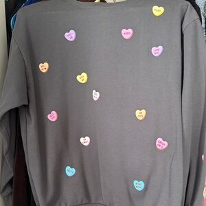 Sweethearts candies Valentines Day sweatshirt with conversation hearts 💕